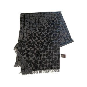 Coach Charcoal Black Wool Silk Scarf Never Worn